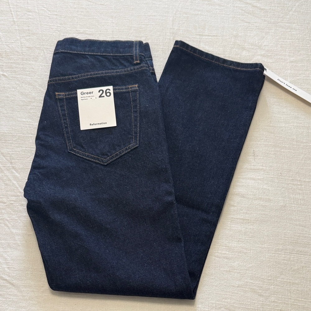 NWT Reformation Dark Blue Straight Jeans